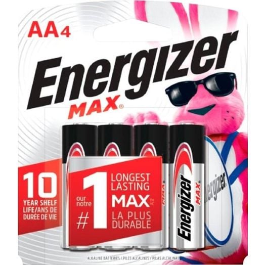 Energizer Max Alkaline AA 4 Pack Batteries E91BP-4