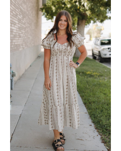Colette Floral Stripe Midi Dress