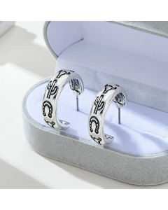 Cowgirl Silver Hoop Earrings