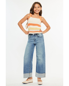 Girls High Rise Crop Wide Leg Pant