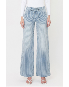 Kate Waist Tie Striped Wide Leg Jean