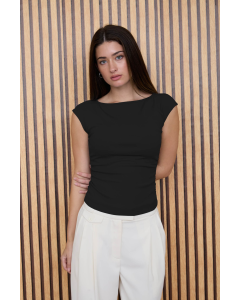 Lana Boat Neck Short Sleeve Top