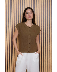 Mckenna Short Sleeve Button Cardigan Vest