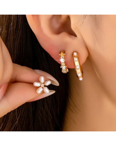 Pearl Floral Trio Earrings