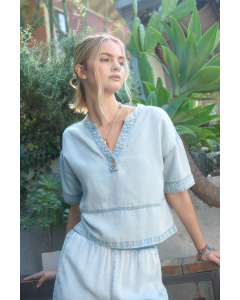 Raya Washed Denim Top