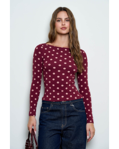 Rebecca Polka Dot Boat Nck Top