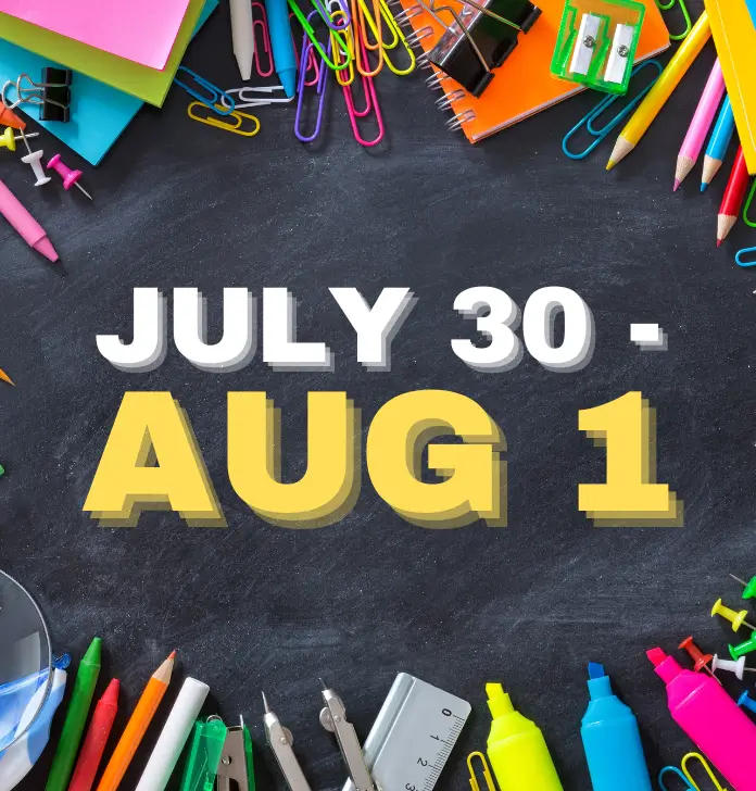 Parking Lot sale July 30-Aug 1. Redirects to sale category
